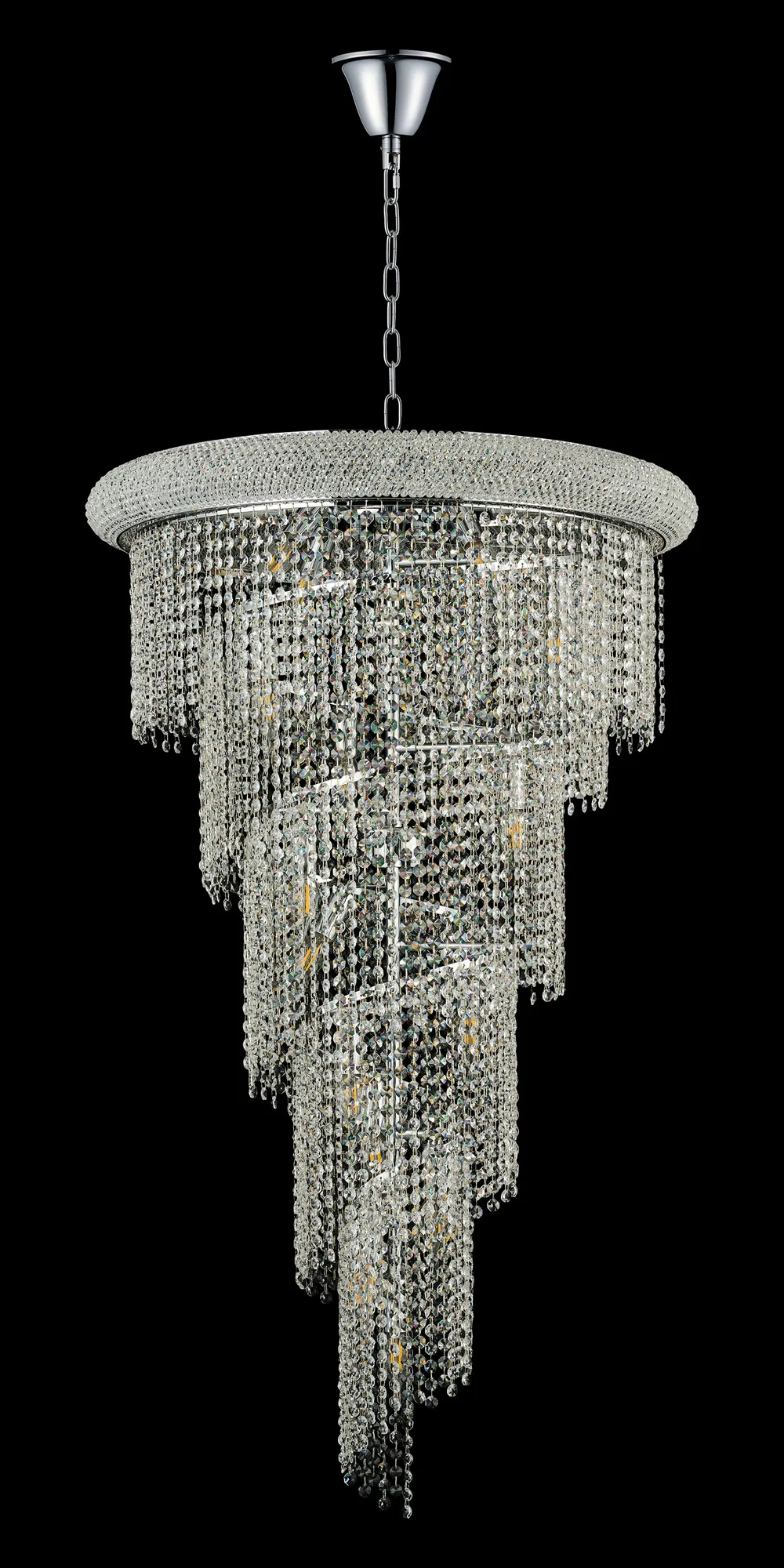 Alexandra Polished Chrome Crystal Ceiling Lights Diyas Statement Crystal Fittings